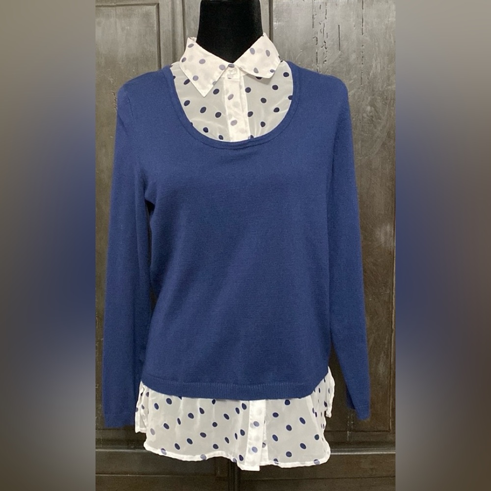 United States Sweaters polka dot /blue sweater Tunic style- Size Medium